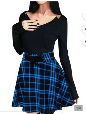 MIXUE High Waisted Tartan Plaid Mini Skirt